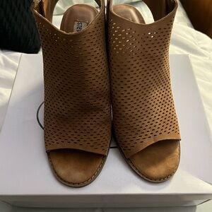 Steve Madden Brown Perforated Peep-Toe Mules